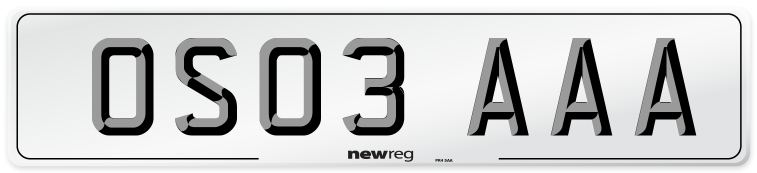OS03 AAA Number Plate from New Reg